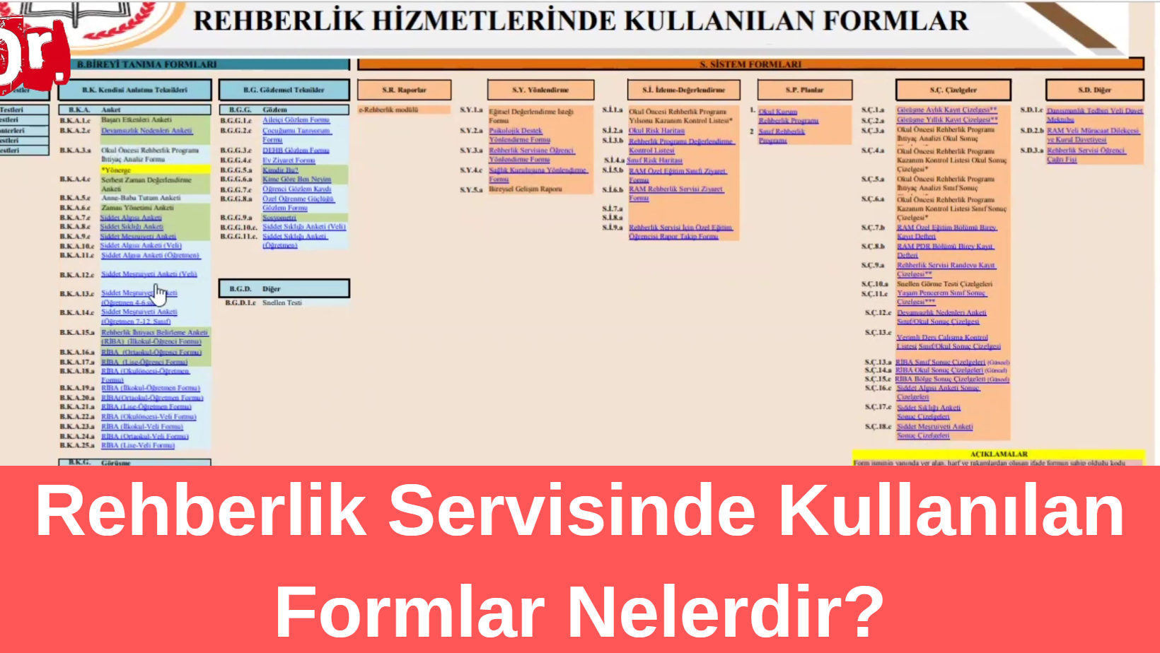 Rehberlik Servisinde Kullanılan Formlar Nelerdir? | Kapsamlı Anlatım