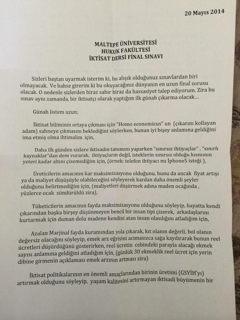 Öğrencileri Duygulandıran Final Sorusu